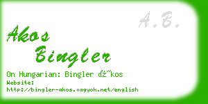 akos bingler business card